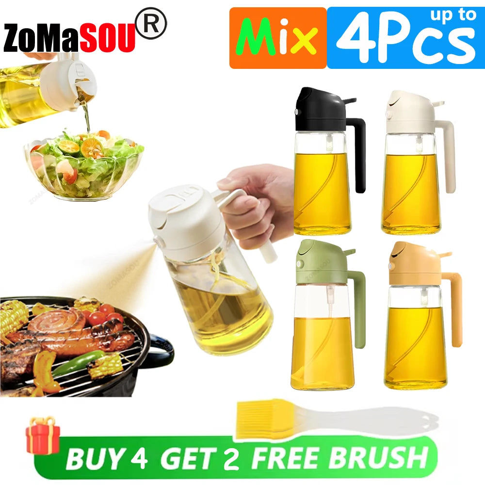 Dispensador de aceite 2 en 1, pulverizador, botella de aceite vertedor, contenedor de aceite de plástico, vaporizador para cocina, ensalada, barbacoa, cocina de acampada