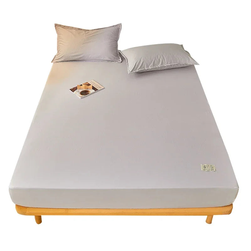 Sábana bajera de algodón 100% con banda elástica, Funda de colchón ajustable antideslizante de Color sólido para cama individual, doble, King y Queen