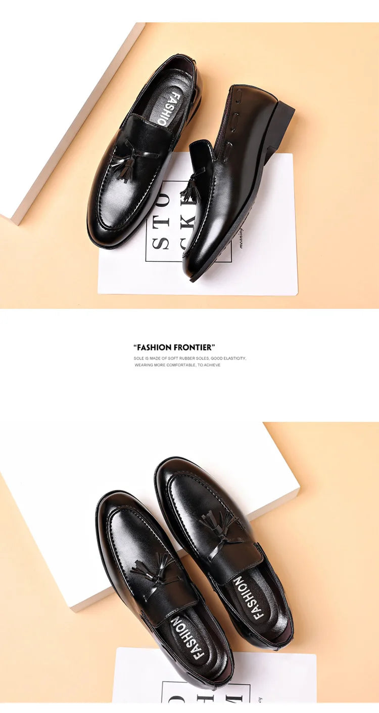 Zapatos de vestir para hombre, nuevos Zapatos de moda de cuero Pu para hombre, Zapatos informales formales de negocios de gran tamaño, Zapatos de boda para hombre