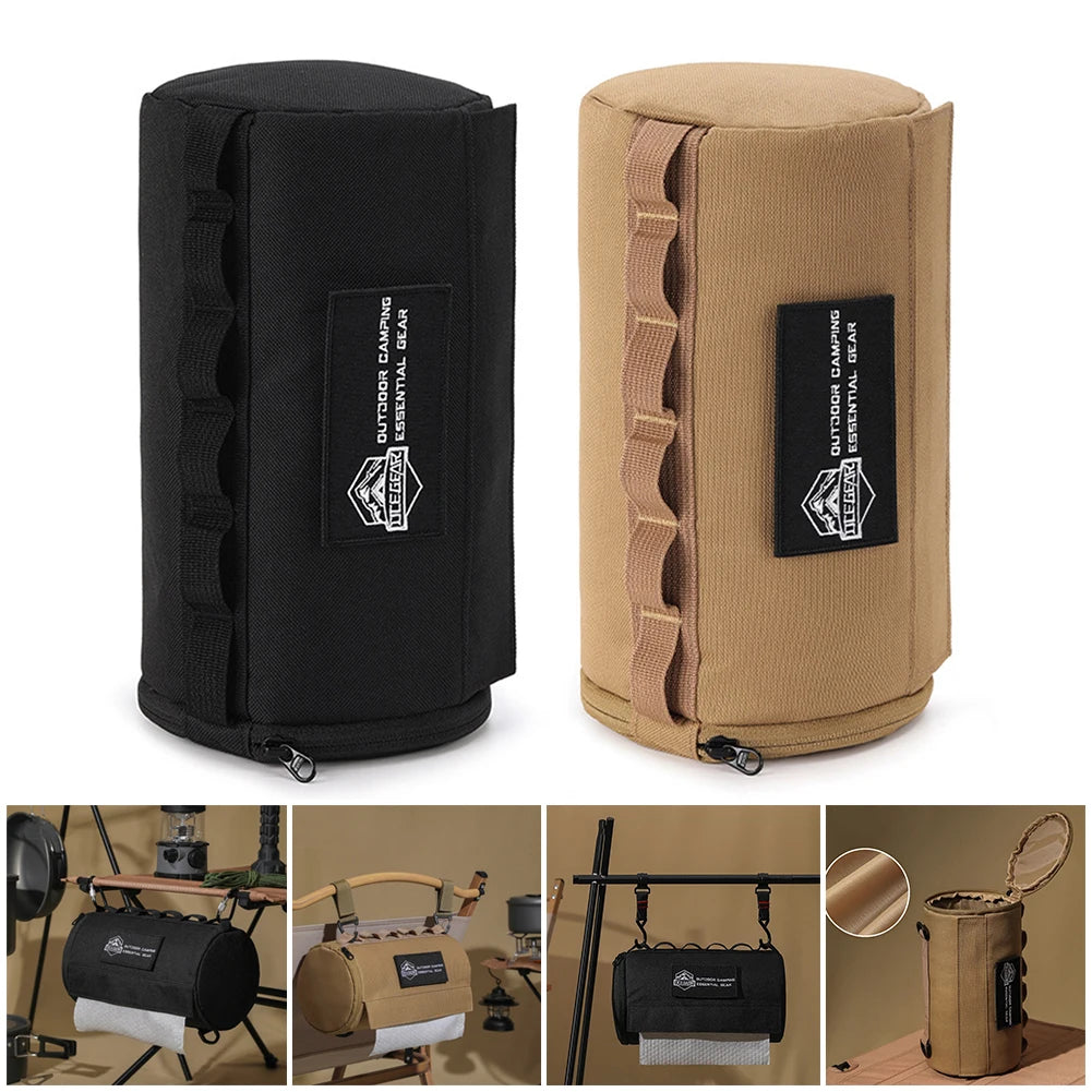 Funda de tejido al aire libre para almacenamiento de papel, soporte de servilleta colgante impermeable de poliéster para Picnic, Camping, senderismo, Rollo portátil