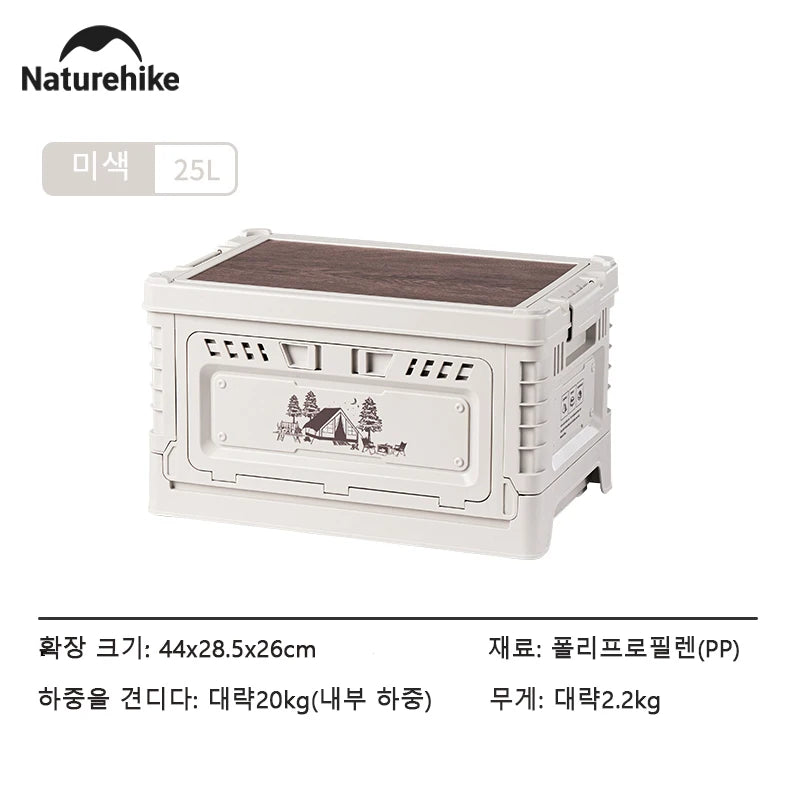 Naturehike-caja de Camping de 60L, caja de almacenamiento plegable de gran capacidad, 25L, 30L, 50L, mesita de noche para el hogar, pícnic al aire libre, caja de artículos diversos de PP