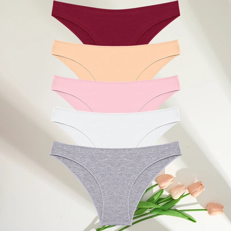 FINETOO-Conjunto de bragas de M-XXL para mujer, lencerÃa de algodón, ropa interior Sexy, 7 colores sólidos