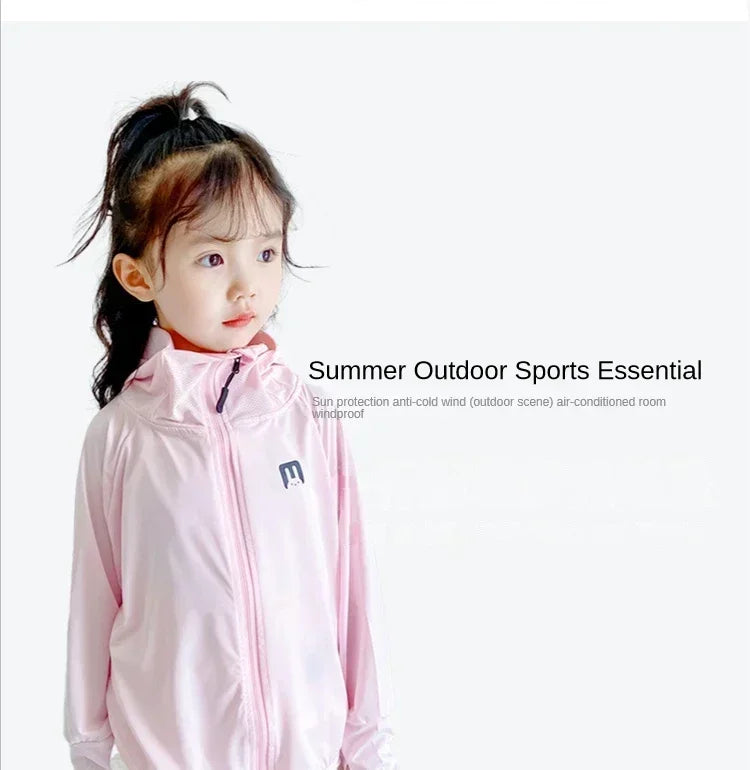 Ropa de protección solar para niños, chaqueta de protección solar de seda helada para exteriores, resistente a los rayos UV, chaqueta de protección solar para juegos al aire libre de verano