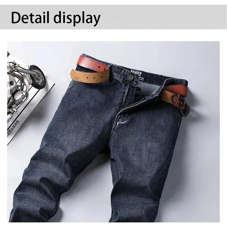 Wthinlee, nuevos pantalones vaqueros de negocios para hombres, pantalones vaqueros informales rectos elásticos a la moda, pantalones vaqueros clásicos azules y negros para trabajo, ropa de marca masculina
