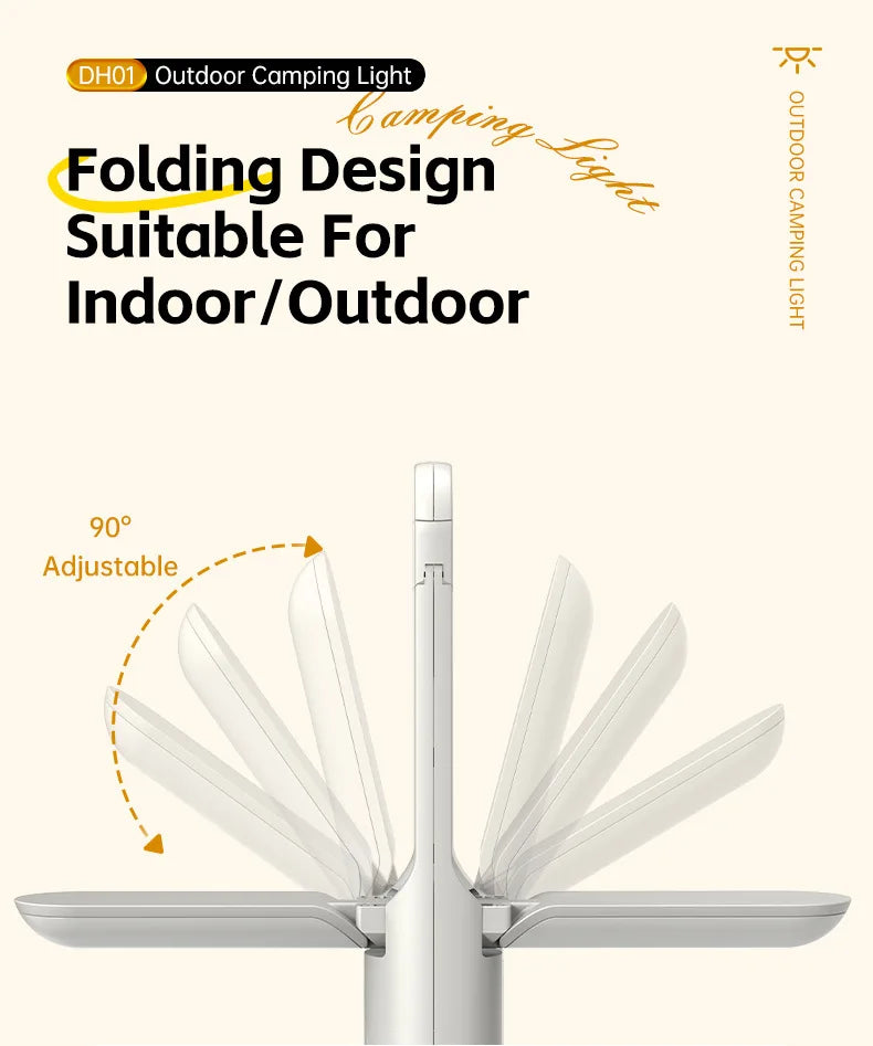 Linterna de Camping UltraBrillante con Linterna y Modo SOS - Plegable, Carga Tipo-C, Impermeable IP53 para Senderismo/Reparaciones de Emergencia
