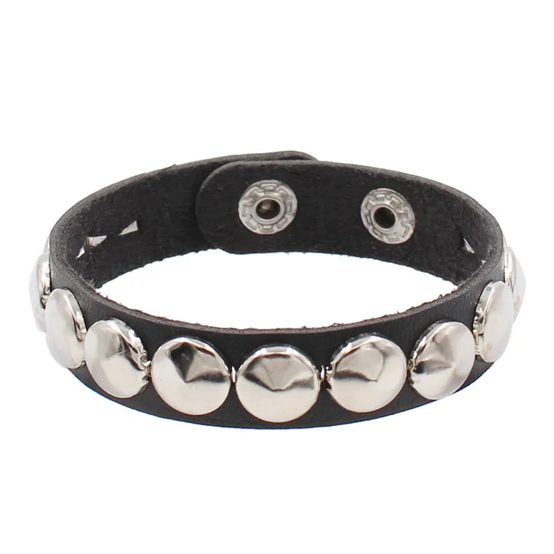 Pulsera Punk de cuero de los años 80 para hombres y mujeres, pulsera gótica Punk Rock, brazalete Unisex para accesorios de recuerdos de fiesta de Halloween