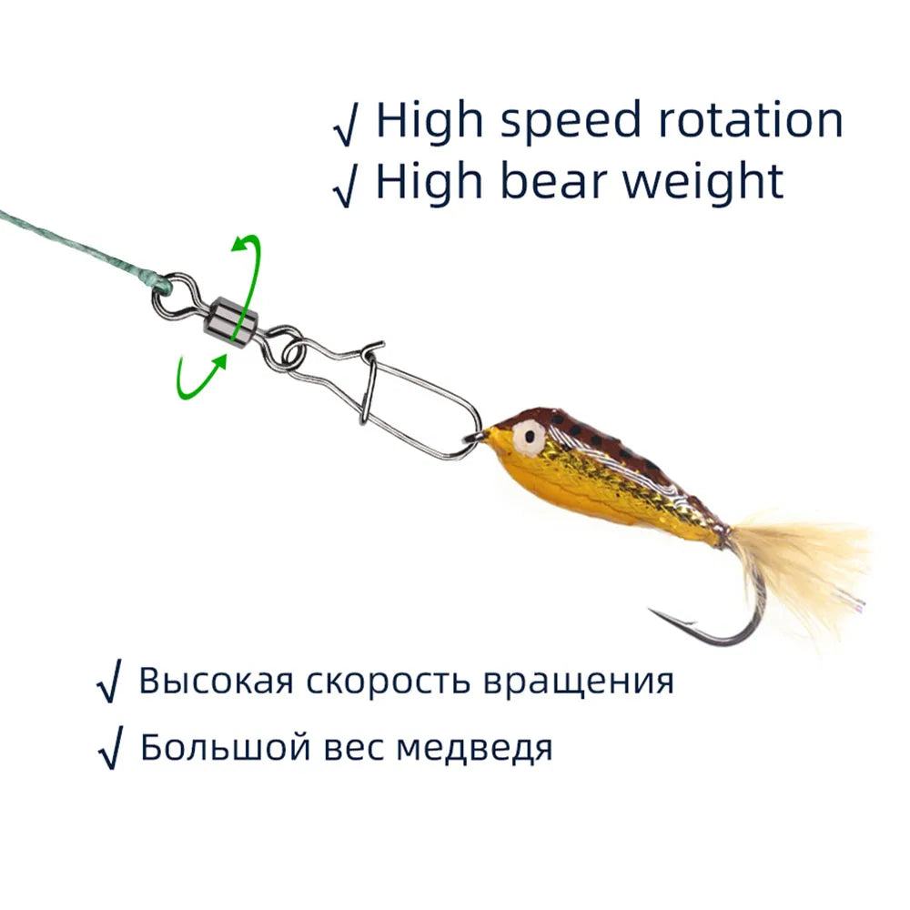 100 Uds rodamiento giratorio conector de pesca giratorio con broche giratorio de acero inoxidable señuelo de pesca gancho accesorios de pesca