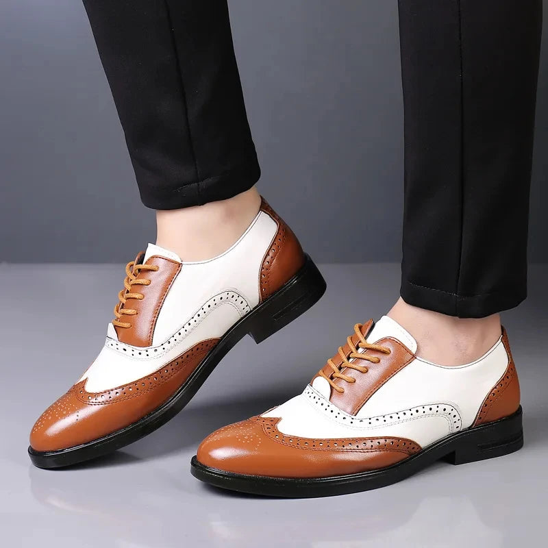 Zapatos de vestir para hombre de colores mezclados, zapatos de cuero Retro para hombre, calzado barroco de negocios para hombre, calzado Oxford informal para hombre Erkek Ayakkabı