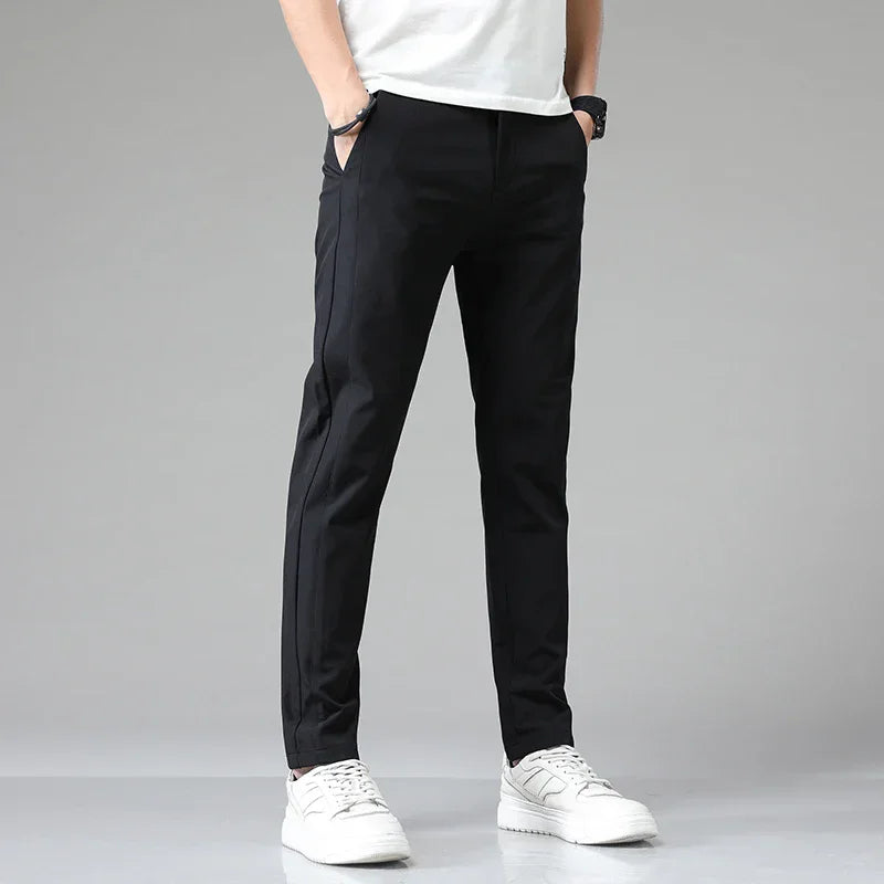 Pantalones informales rectos ajustados elásticos ultrafinos para hombre, pantalón deportivo de Golf transpirable de alta calidad, primavera y verano, 2024