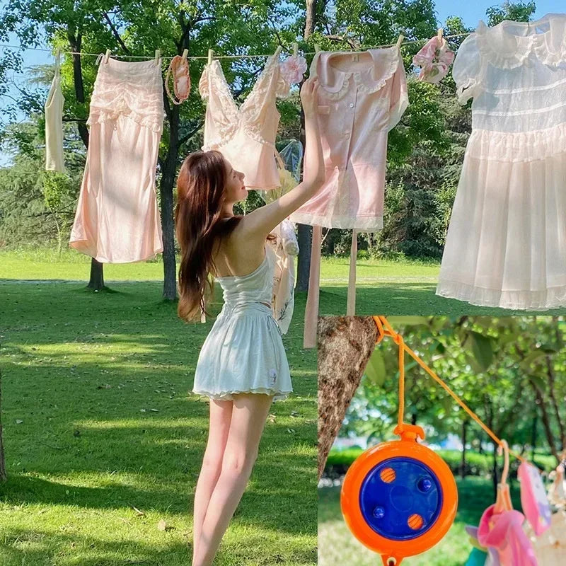 1 Uds. Tendedero de 10M cuerda de secado de ropa para exteriores cuerda retráctil antideslizante a prueba de viento para accesorios de Camping de Hotel