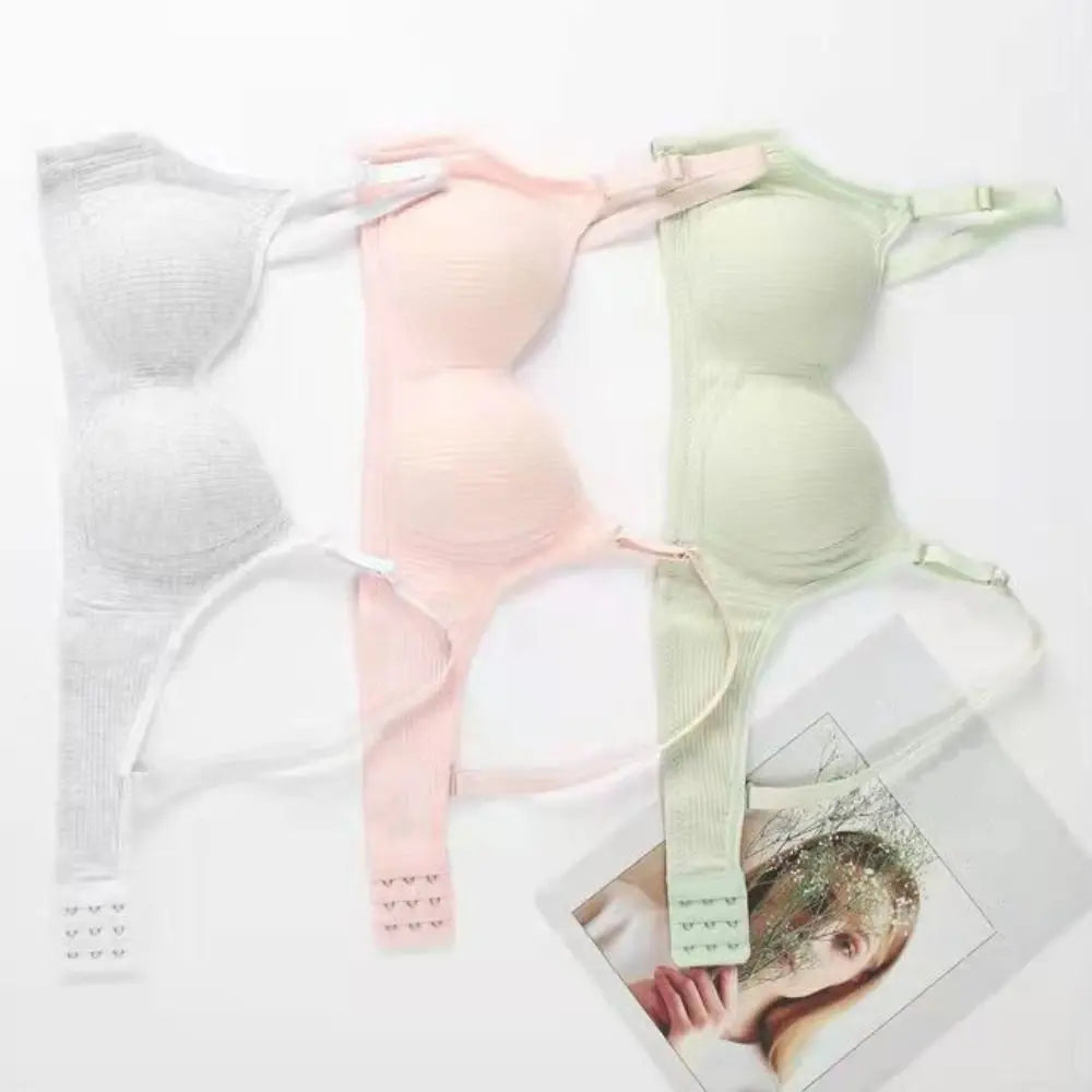 Sujetador inalámbrico ajustado para mujer, Bralettes con pechos recogidos a prueba de golpes, lencería antiflacidez, sujetador con escote en V profundo para verano