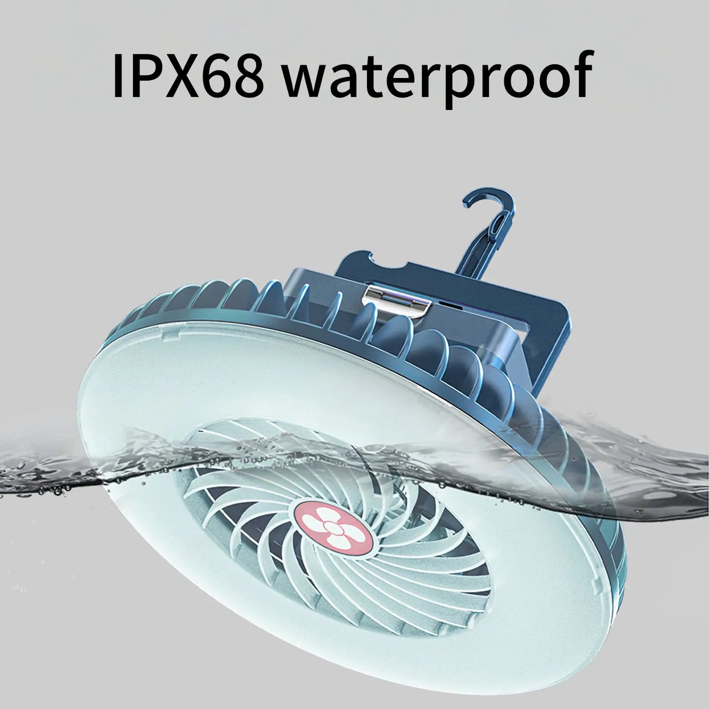 Ventilador de tienda impermeable multifuncional, lámpara de Camping recargable, lámpara de cabina de mercado nocturno, lámpara de ventilador de refrigeración para exteriores, linterna portátil