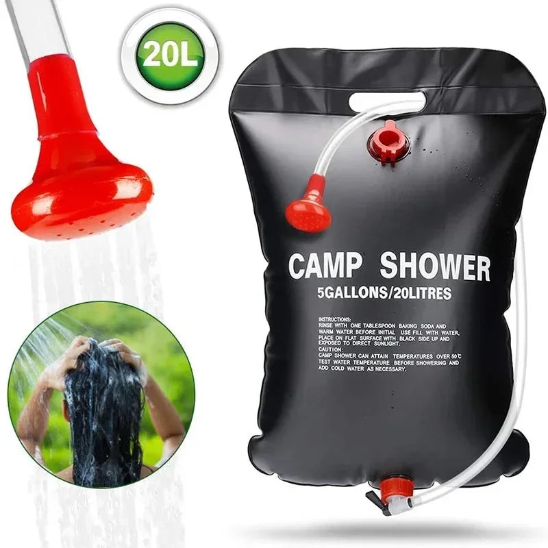 Bolsas de ducha para exteriores, bolsa de ducha Solar plegable, bolsa de agua para baño al aire libre, bolsas de ducha de agua calentadas compactas para acampar, 20/40L, 1 ud.