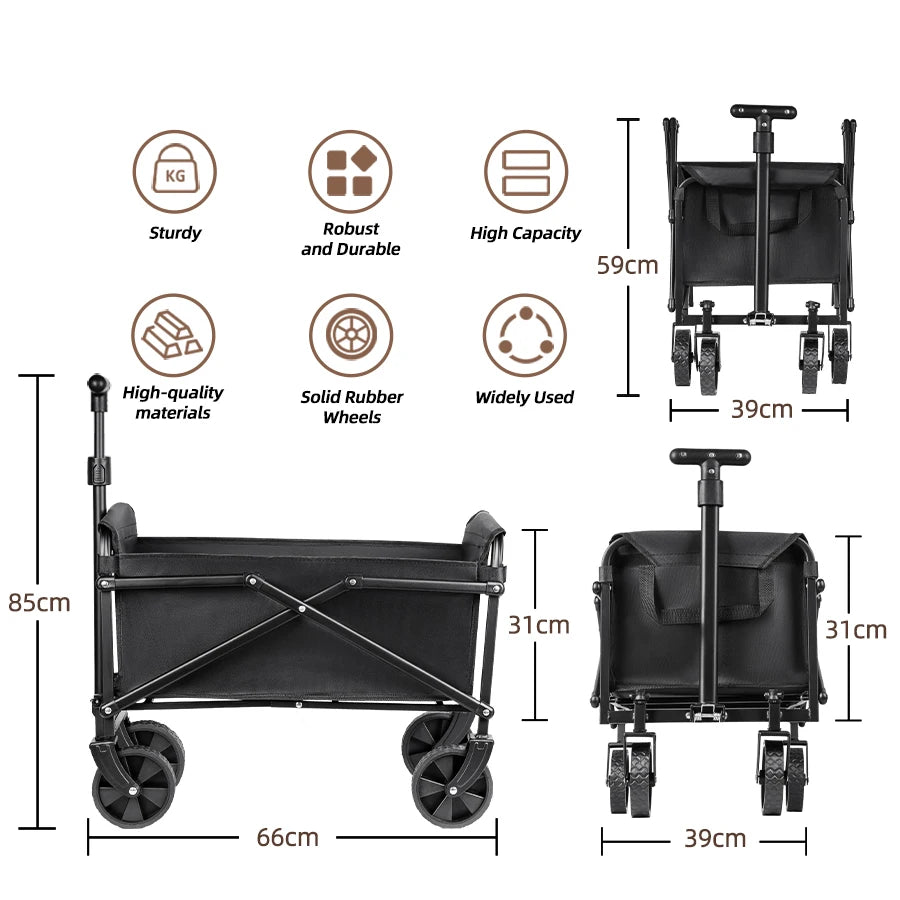 Carro plegable portátil para Picnic y acampada al aire libre, carrito utilitario plegable de alta resistencia, carrito utilitario plegable para compras y playa