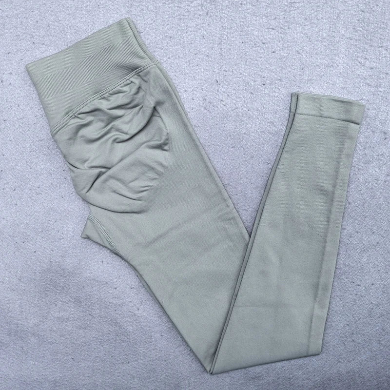 Leggings de mujer Scrunch Bum Gym Legging sin costuras Yoga Legging entrenamiento pantalones de Yoga cintura baja acanalada medias deportivas