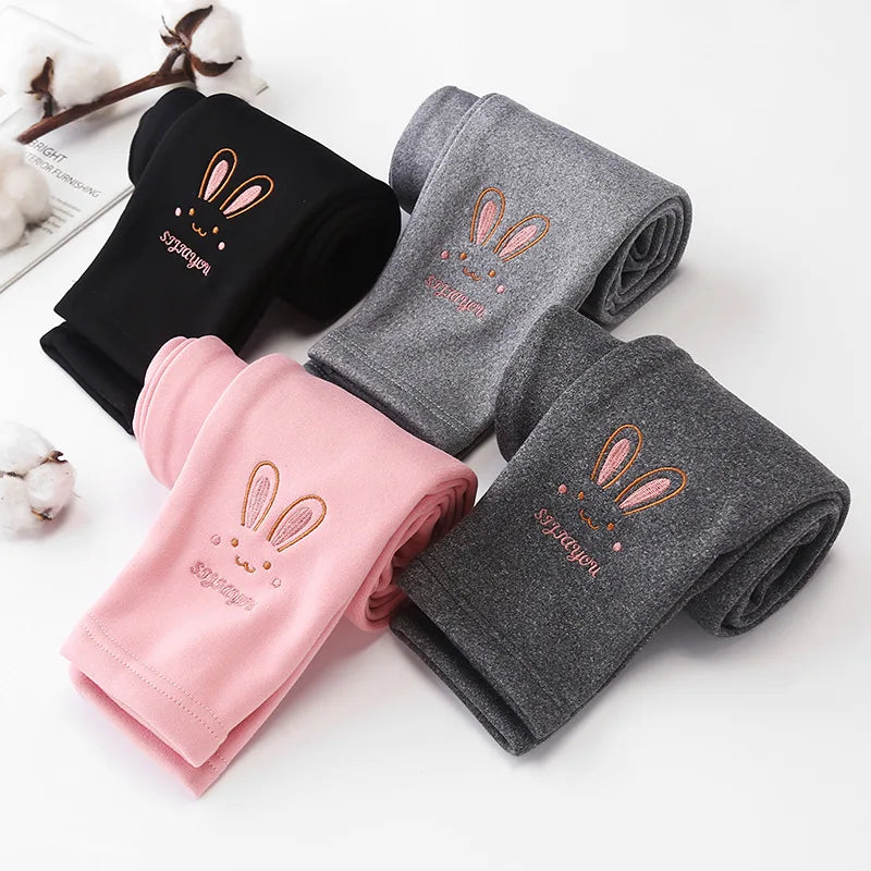 Leggings para niñas Otoño Invierno grueso cálido más lindo conejo Fond niños bebé parte inferior pantalones