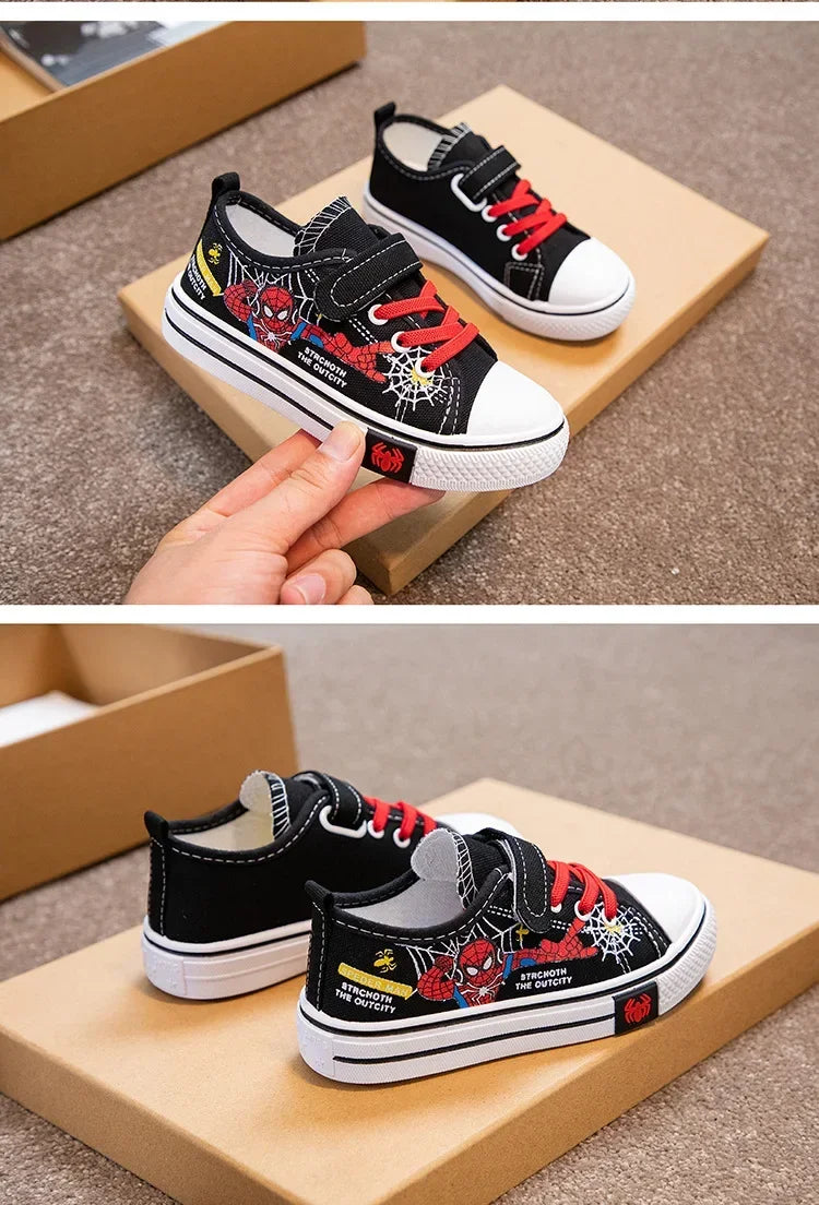 Zapatos de lona Disney para niños, zapatillas de deporte de Spiderman para niños, zapatos antideslizantes para estudiantes, zapatos deportivos de fondo suave para exteriores