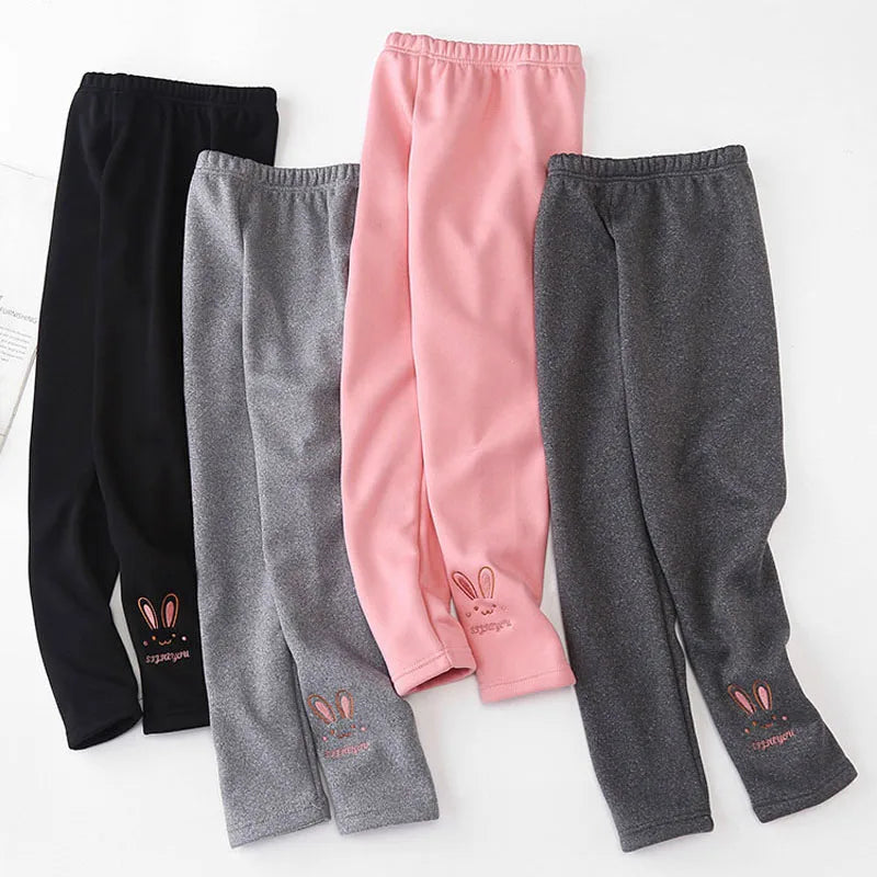 Leggings para niñas Otoño Invierno grueso cálido más lindo conejo Fond niños bebé parte inferior pantalones