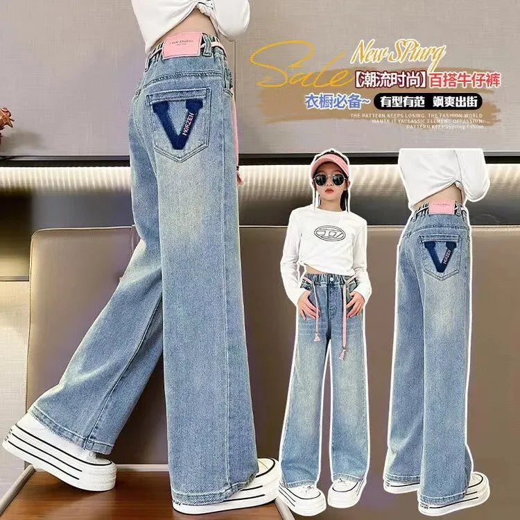 Pantalones de chándal para adolescentes, moda de otoño, ropa de calle informal, ropa de hadas de primavera para niños, pantalones para niñas, ropa para niños de pierna ancha