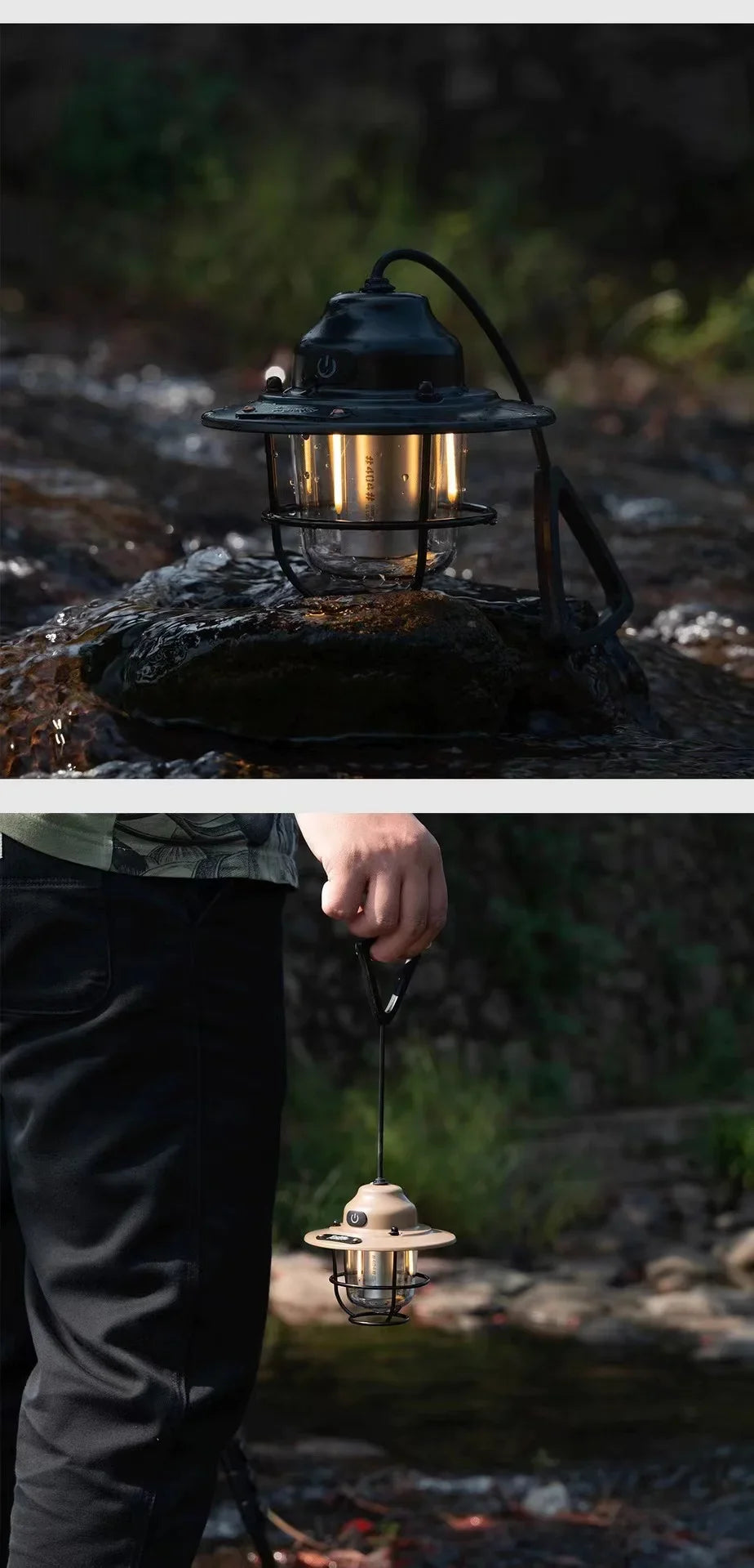 Mini lámpara colgante de Metal Retro para exteriores, lámpara de ambiente para acampar, tienda de campaña, IPX4, resistente al agua, LED, lámpara colgante para acampar