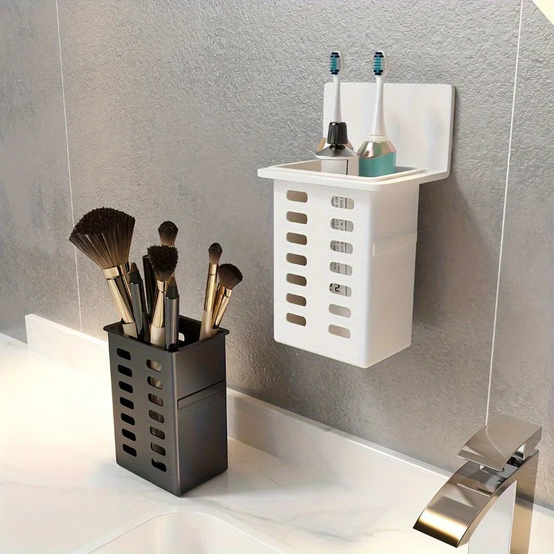 1 soporte funcional para cepillos de dientes para baño, estante de almacenamiento para cepillos de dientes montado en la pared, estante de almacenamiento para el baño
