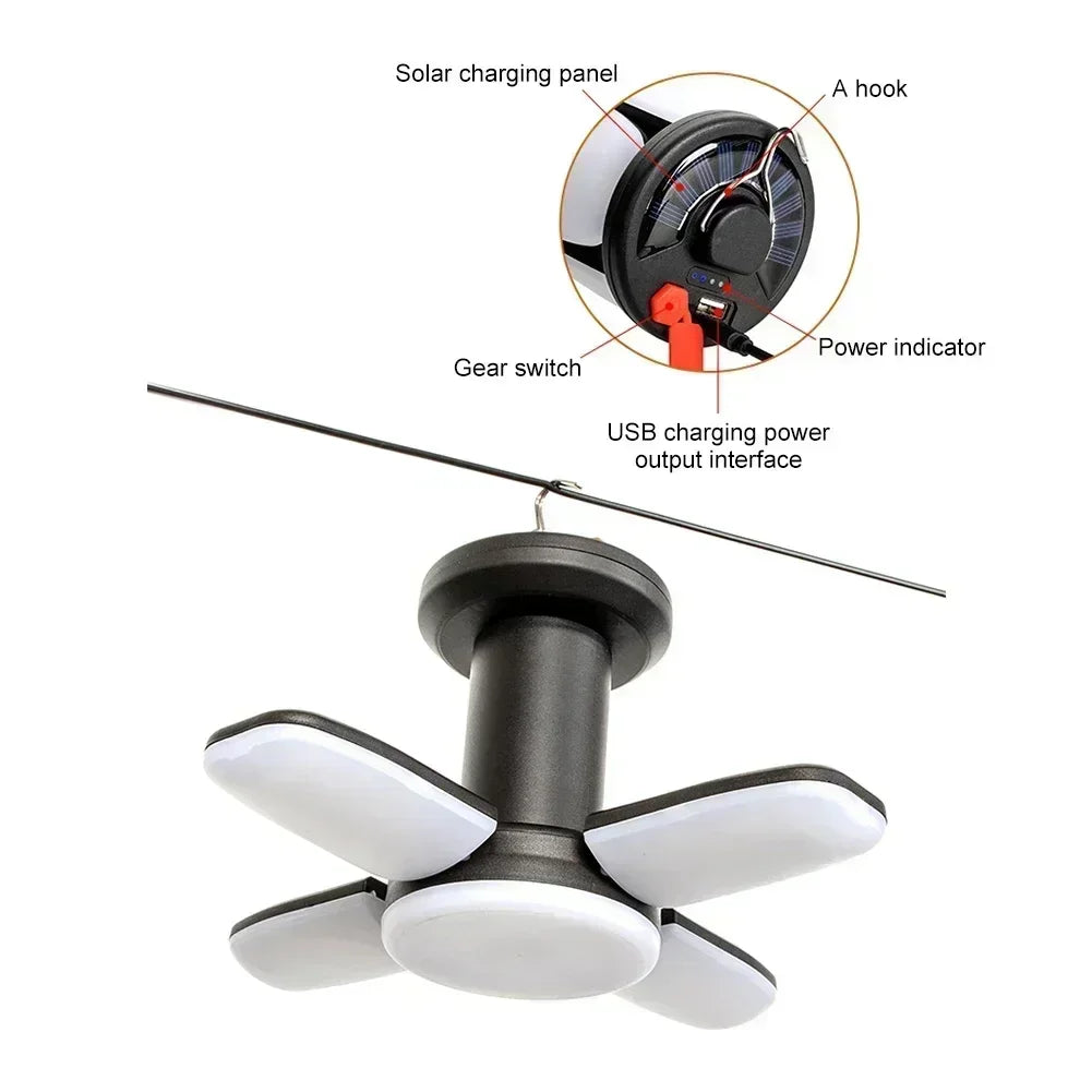 Linterna LED recargable ultrabrillante para acampar, reflector plegable, 3 modos de luz y linterna manos libres para acampar/senderismo/pesca