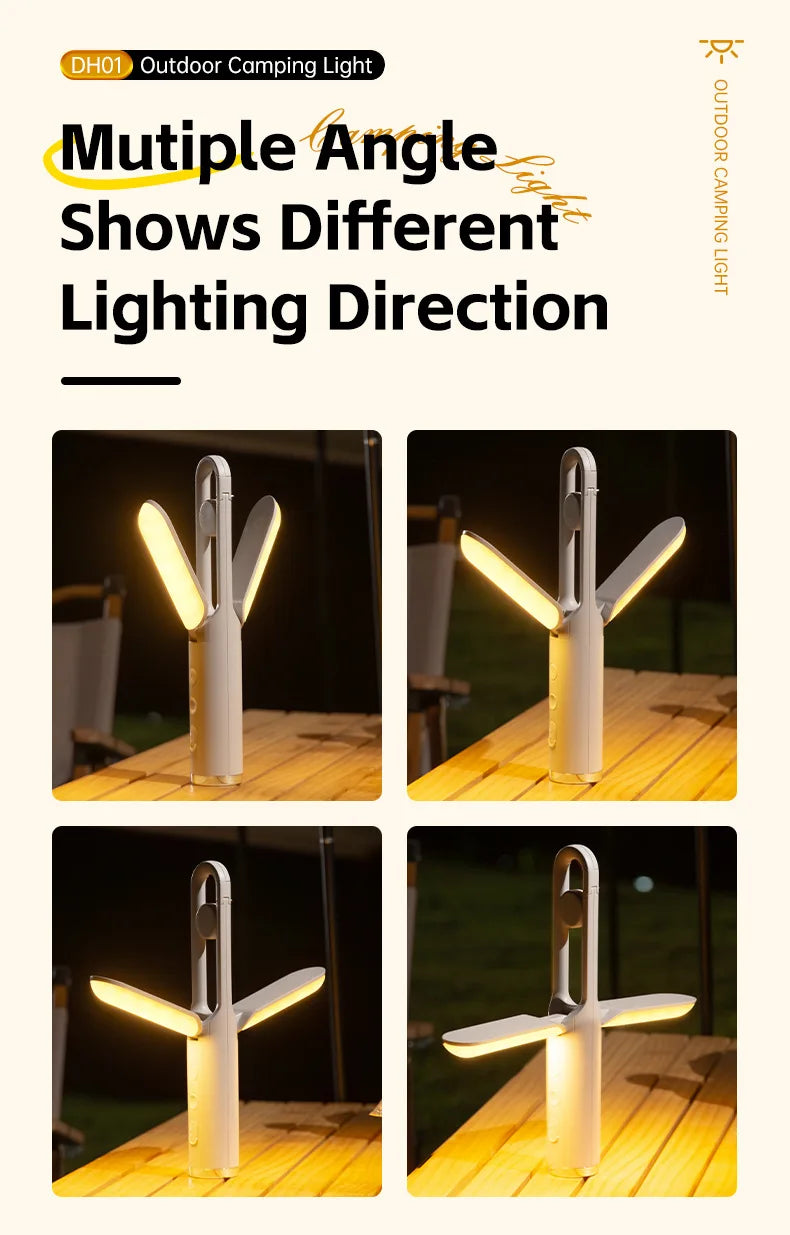 Linterna de Camping UltraBrillante con Linterna y Modo SOS - Plegable, Carga Tipo-C, Impermeable IP53 para Senderismo/Reparaciones de Emergencia