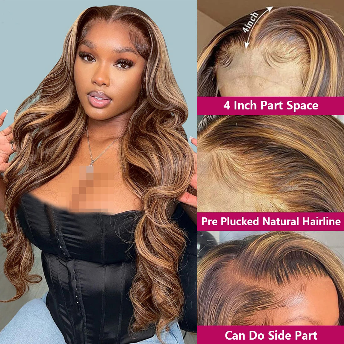 Peluca ondulada de cabello humano brasileño para mujeres negras, postizo de encaje Frontal 13x4, rubio miel, 13x6, HD, oferta