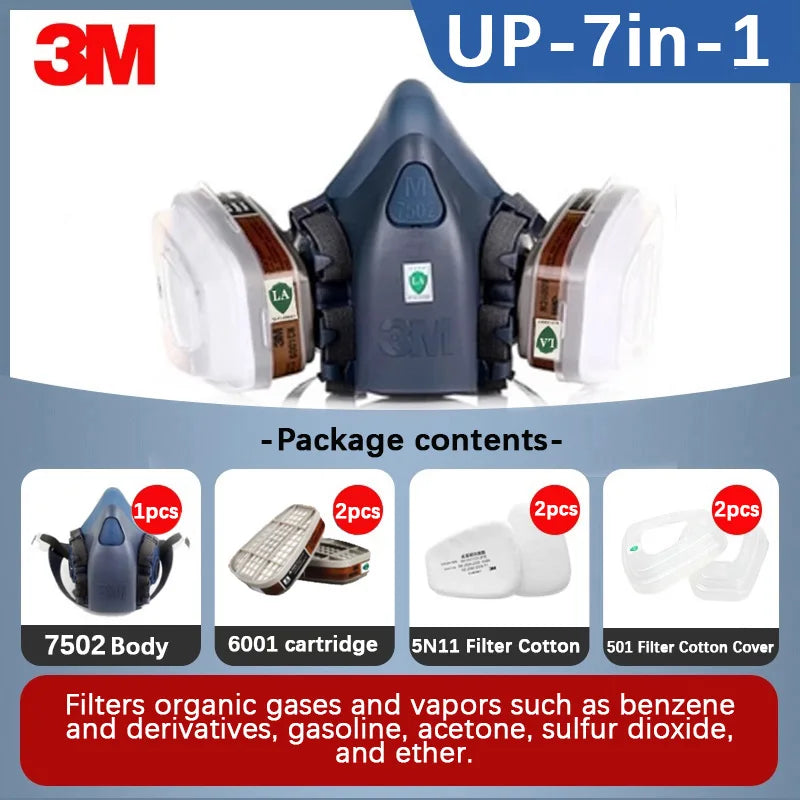 Máscara de Gas 3M 6200, caja de filtro de polvo de pintura en aerosol, máscara quÃÂmica, protección de Gas orgánico, filtro Industrial, máscara de algodón