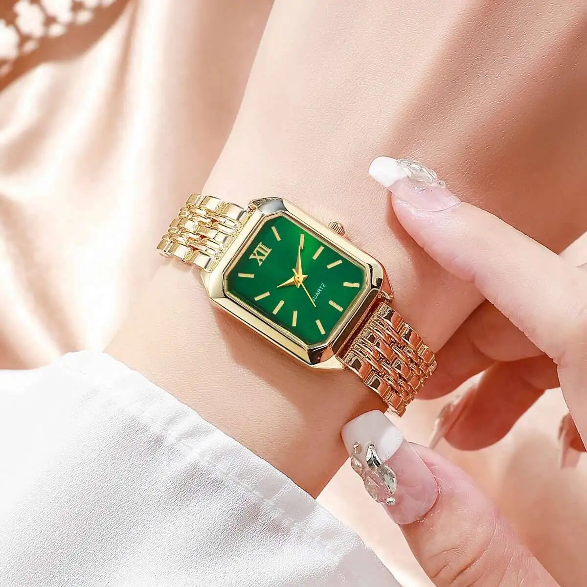 Reloj de cuarzo rectangular a la moda para Mujer, relojes de pulsera analógicos de lujo, Reloj de Mujer para niñas, Reloj de regalo (sin caja)