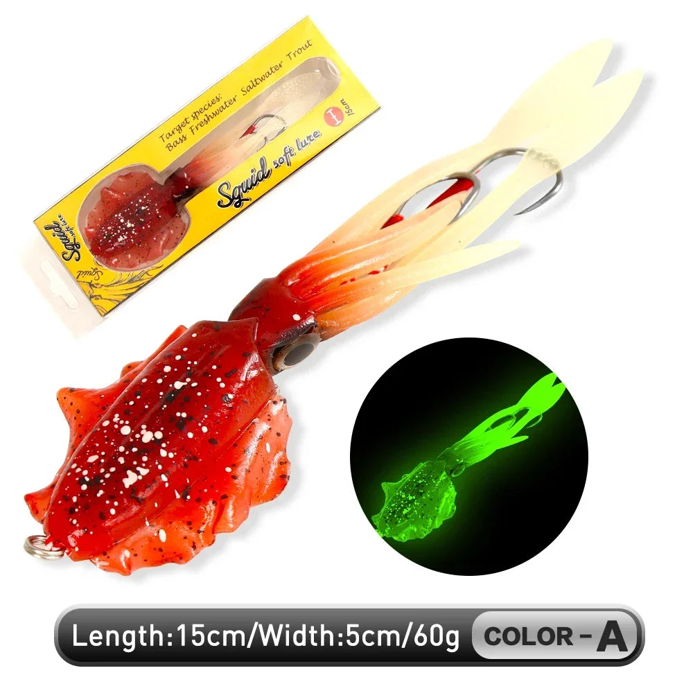 ZUKIBO-cebo de calamar suave para pesca, señuelo de pesca con curricán, plantillas con cabeza de pulpo, plantilla de calamar UV luminosa de 60g para pesca en barcos de aguas profundas, cebo Wobblers