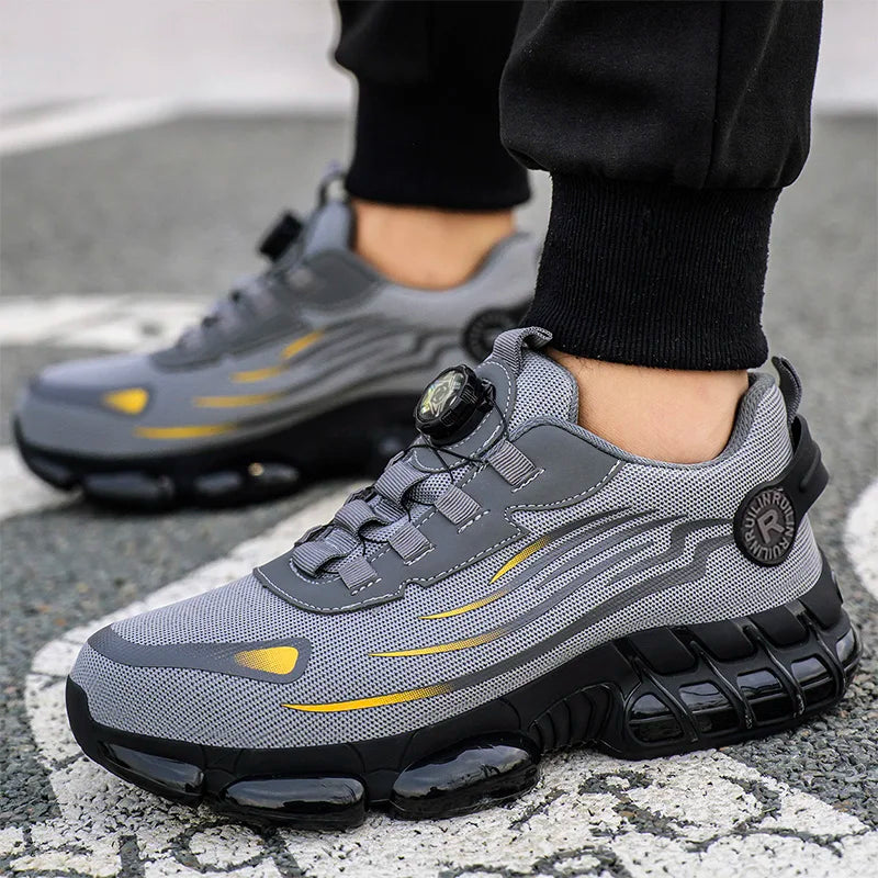 Zapatos de seguridad protectores con punta de acero indestructibles, zapatos de trabajo antideslizantes y resistentes a la abrasión, zapatillas cómodas y resistentes para hombres 