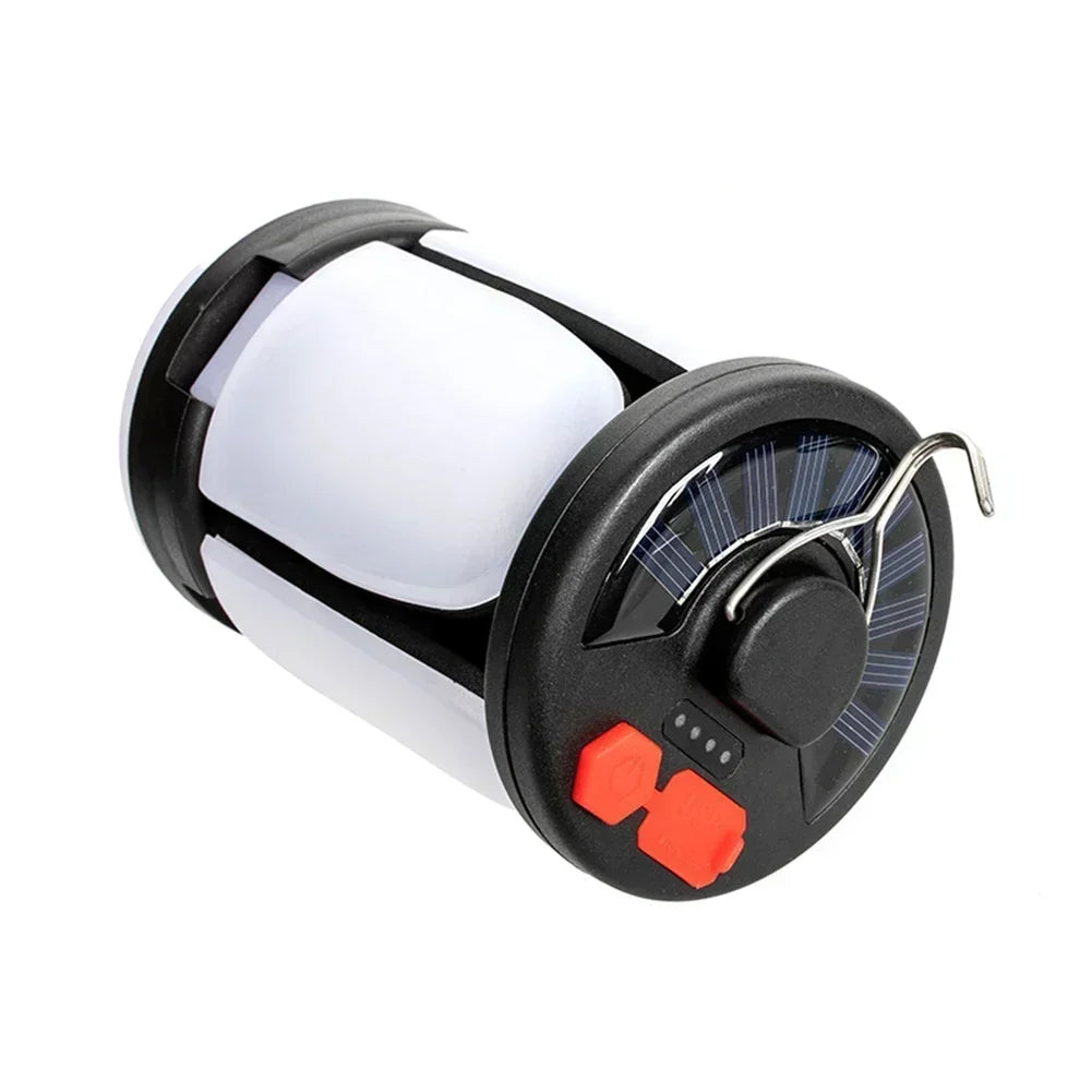 Linterna Solar LED de alta potencia para acampar, Banco de energía de emergencia plegable, recargable, 4500mAh, 1000LM, 6 modos de luz para acampar y pescar