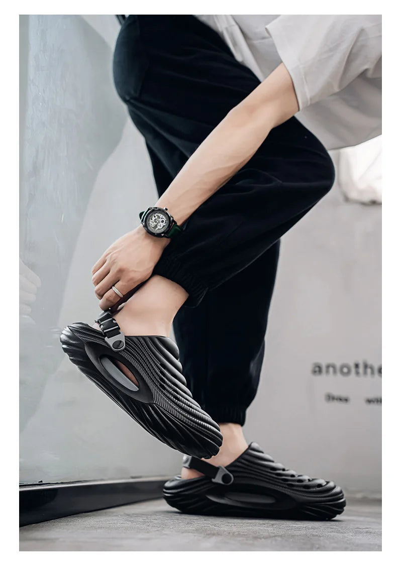 Zuecos con soporte para el arco para hombre, calzado para jardín, zapatillas de playa sin cordones para exteriores, sandalias con cojín cómodo extraíble
