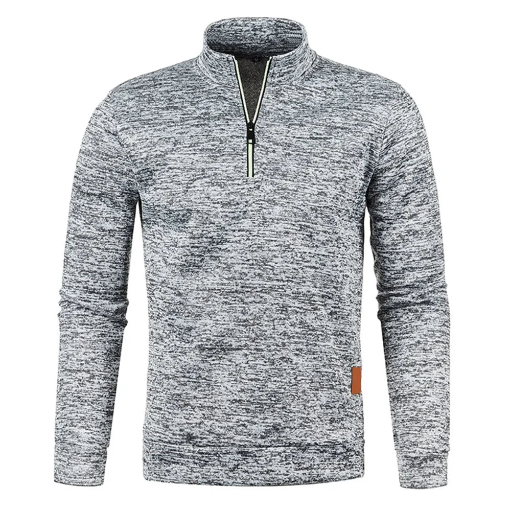 Jersey para hombre, sudaderas más gruesas, jersey con media cremallera para hombre, sudadera con capucha para hombre, suéteres de cuello alto de Color sólido de otoño