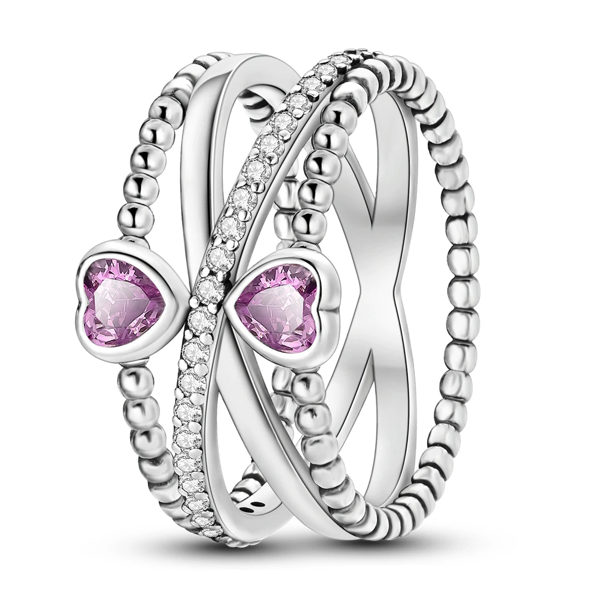 Anillo de Plata de Ley 925 Original para mujer, joyería fina con circonita, luciérnaga, corazón, cruz