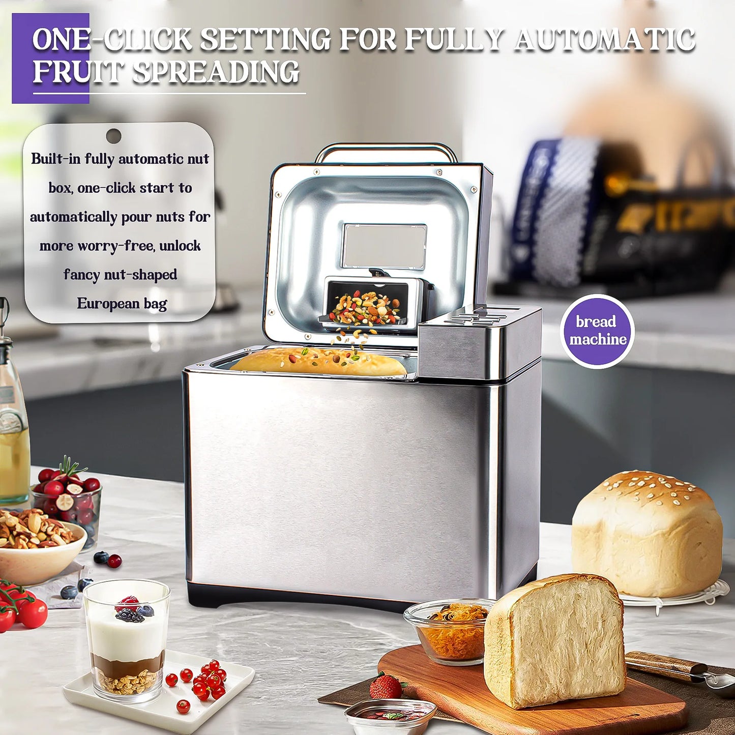 Nueva llegada máquina de pan para el hogar fermentador de masa inteligente automático Mini máquina de pan de desayuno multifuncional 모