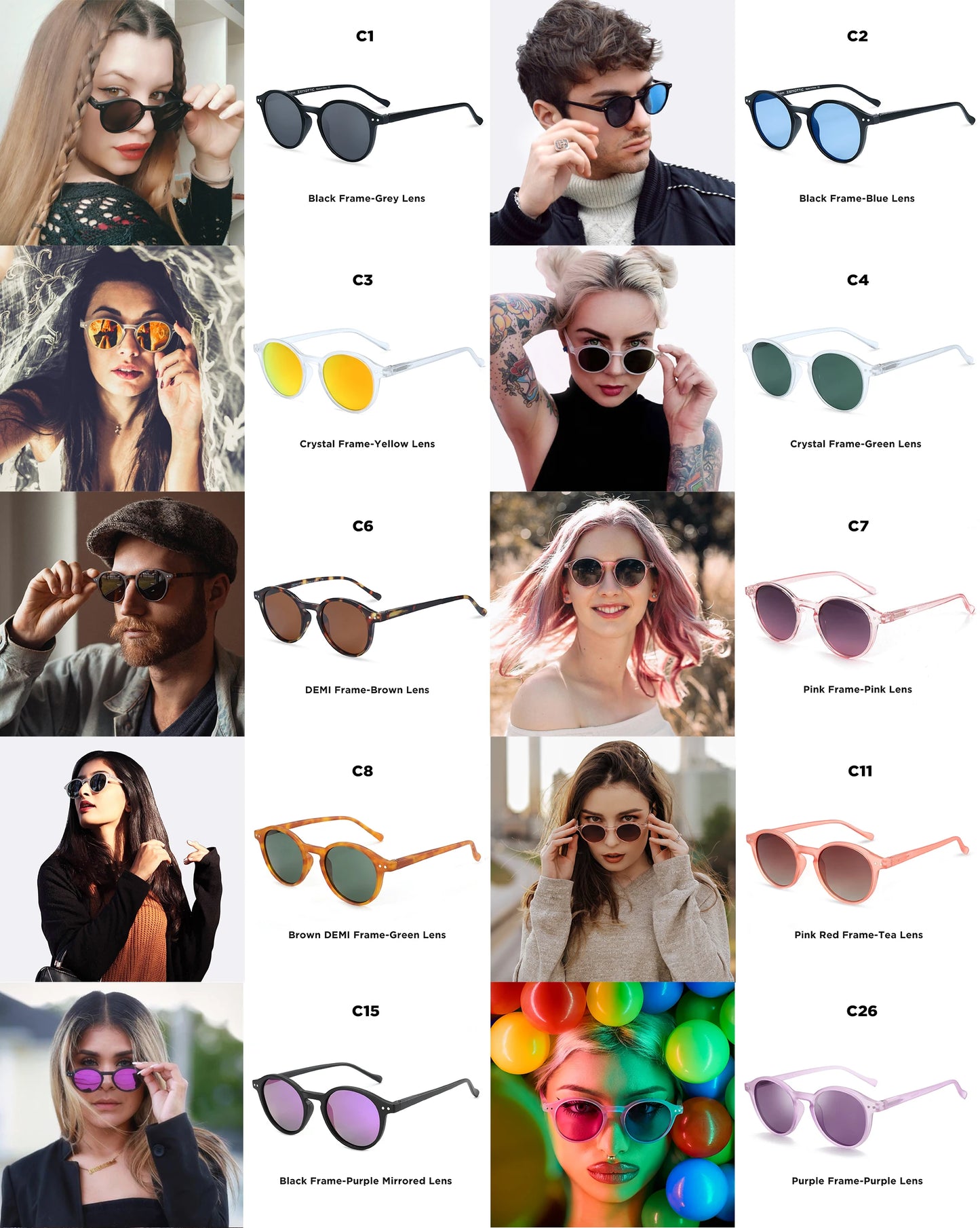 ZENOTTIC (tamaño S) gafas de sol polarizadas circulares Retro 2024 2025 hombres mujeres Vintage pequeñas gafas de sol redondas UV400 gafas de sol