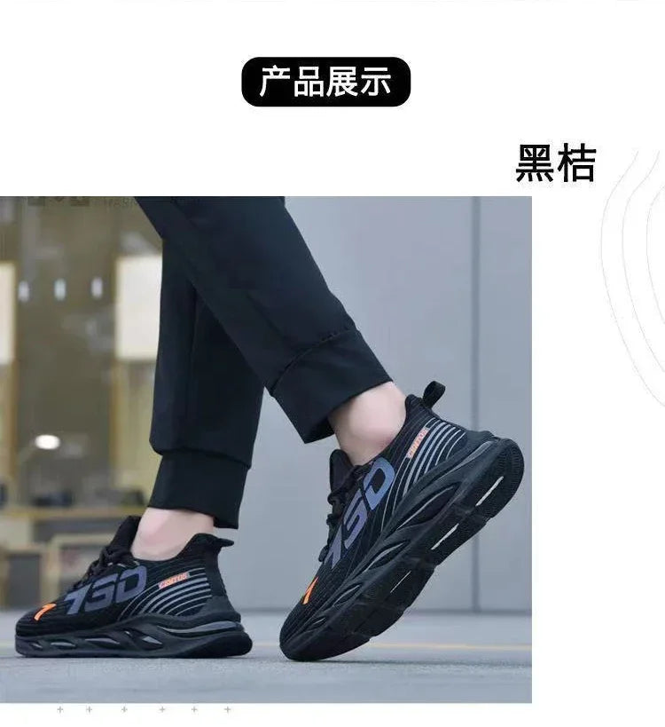 Zapatos deportivos informales de malla ligera para hombre, zapatillas transpirables de verano para correr, suela suave a la moda, cómodas zapatillas antideslizantes para hombre