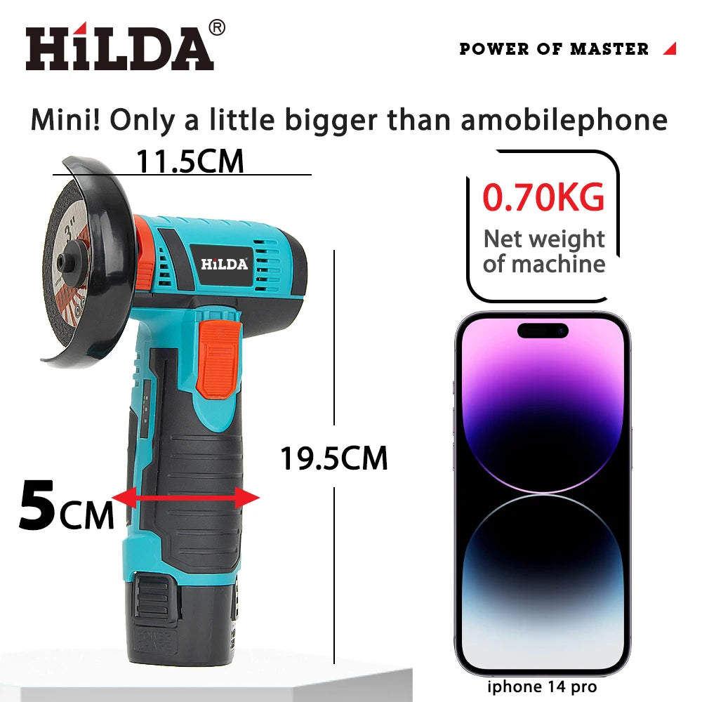 Mini amoladora angular recargable en miniatura HILDA de 12V con baterÃa, amoladora pulidora de hoja de corte para cortar diamante inalámbrico