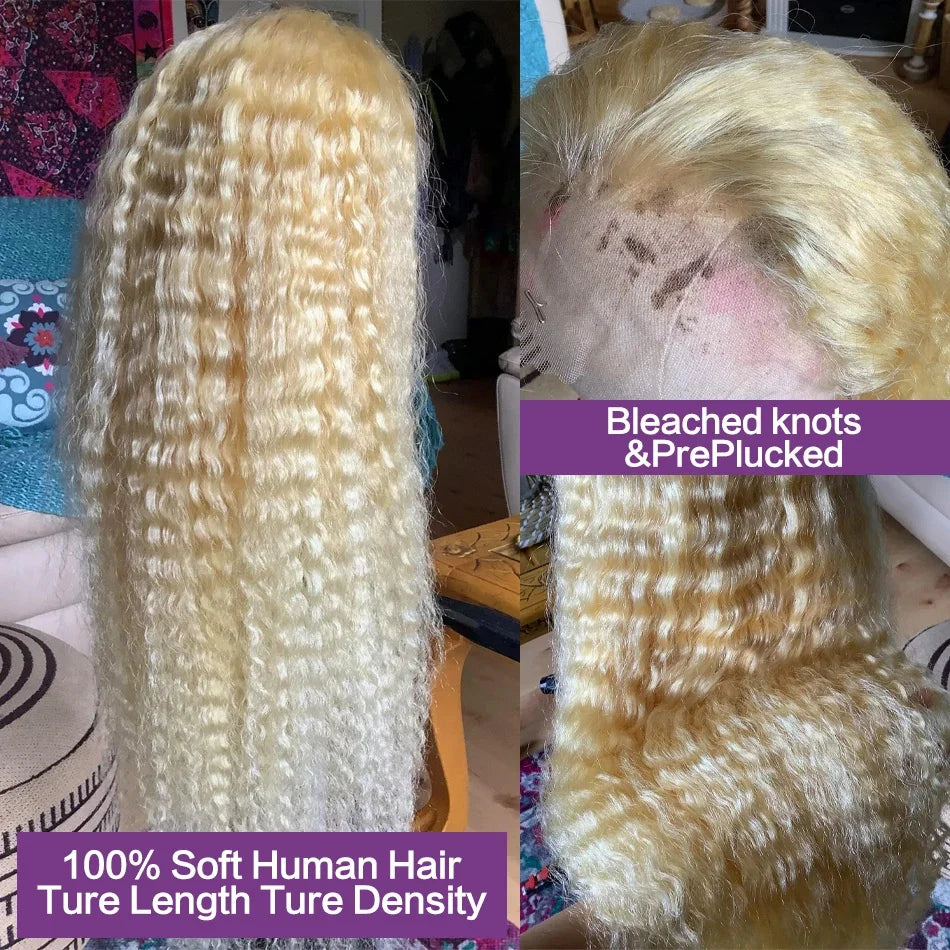 Peluca Frontal de encaje Hd 613, cabello humano rizado 13x6, 13x4, 13x6