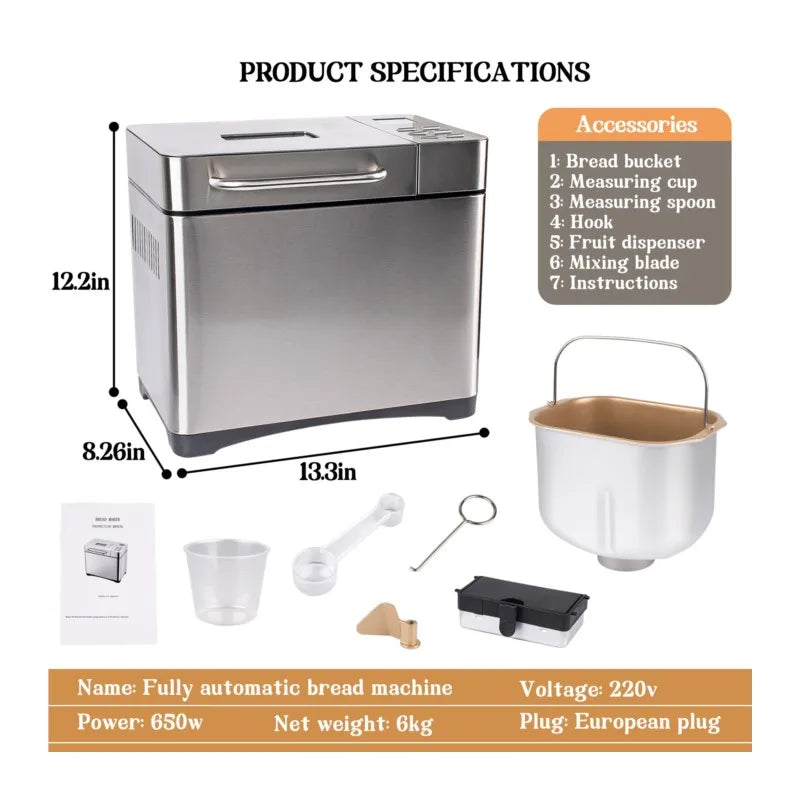 Nueva llegada máquina de pan para el hogar fermentador de masa inteligente automático Mini máquina de pan de desayuno multifuncional 모
