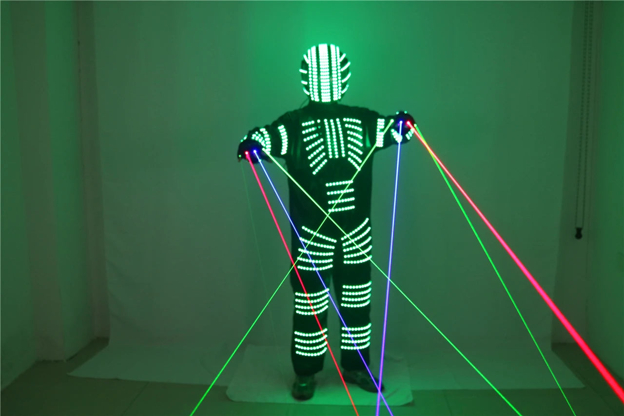 Traje de robot LED a todo color, disfraz de depredador láser, bailarina de escenario, soldado de hierro, traje de cosplay para club nocturno nuevo