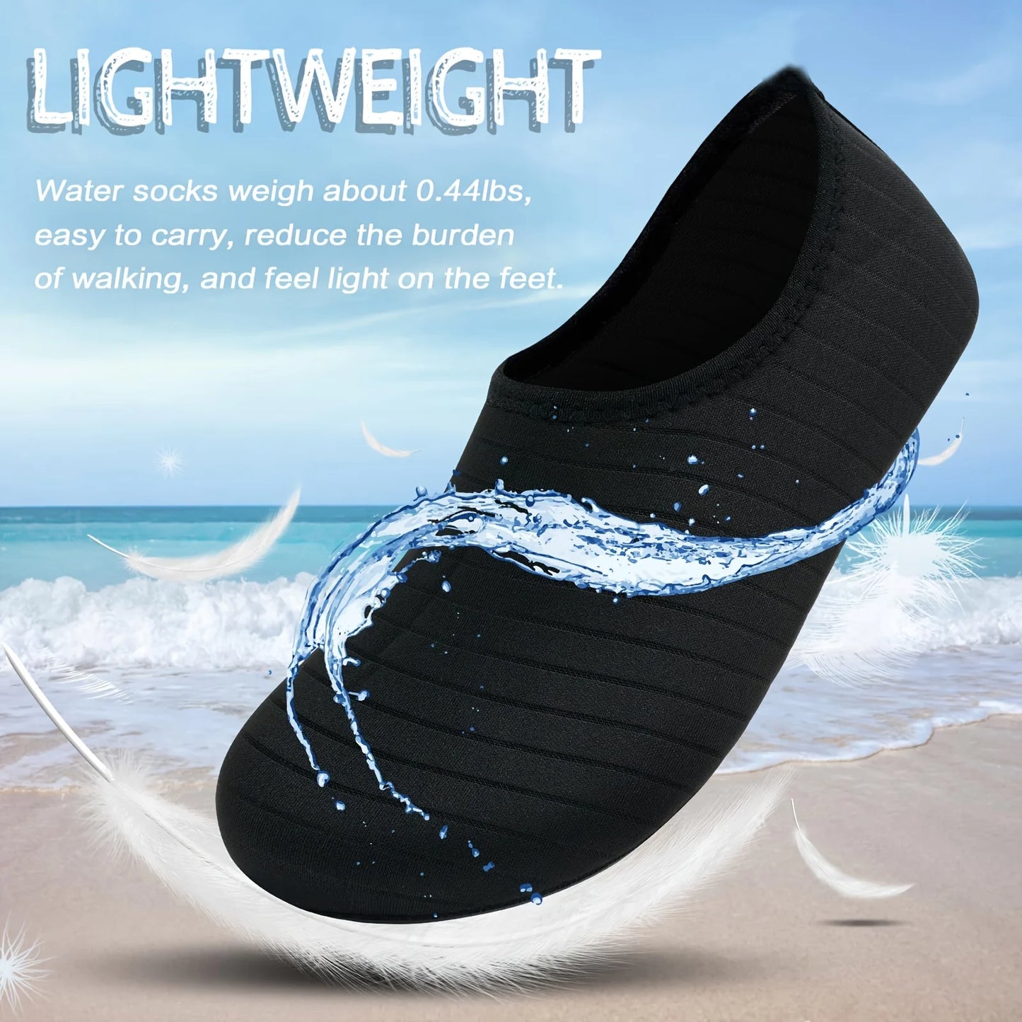 1 par de zapatos de agua para mujer, calcetines descalzos, antideslizantes, de secado rápido, para hombre, playa, natación, deportes acuáticos