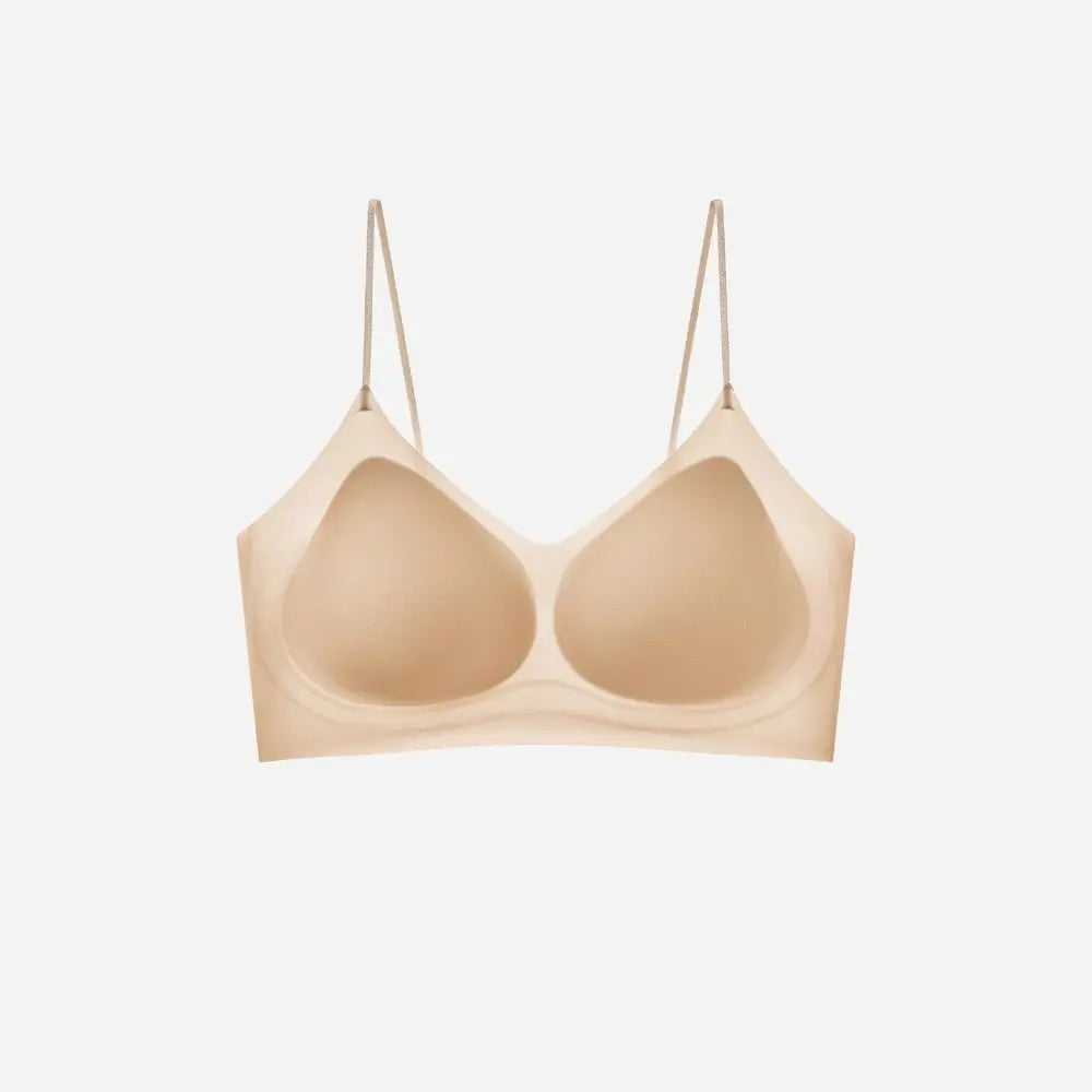 Cómodo sujetador inalámbrico a prueba de golpes con escote en V profundo, lencería antiflacidez, sujetador sin costuras, ropa interior push-up ajustable para niñas
