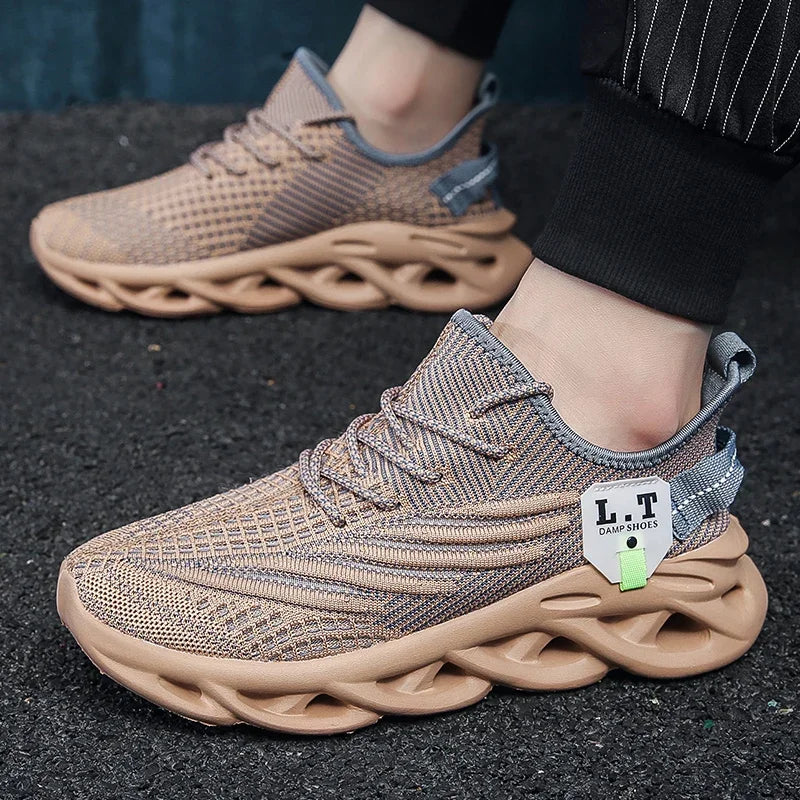 YRZL hombres deportes correr negro zapatos para correr zapatillas casuales al aire libre malla transpirable mujeres ligero absorción de impacto tenis negro