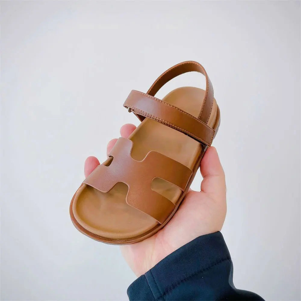 Sandalias de playa para niños, zapatos descalzos para niñas y niños, calzado plano sin cordones con dedos abiertos, zapato de moda para niños de verano 2025 para 26-36