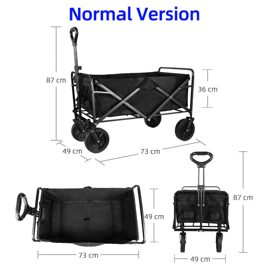 Carro de playa plegable, carro plegable de gran capacidad, carro plegable para exteriores, carrito portátil para acampar en el jardín