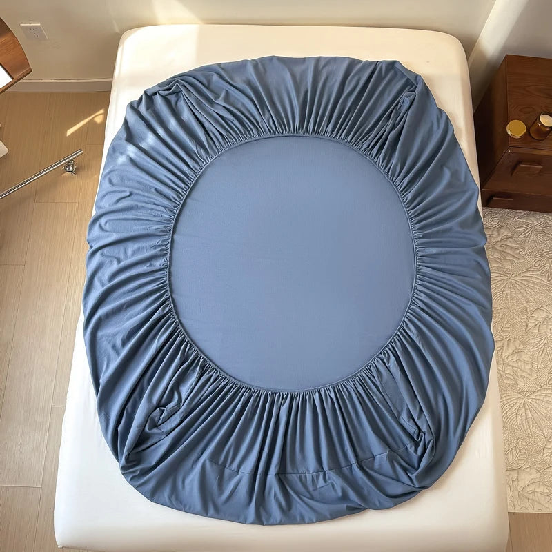 Sábana bajera de algodón lavada con funda de almohada, bandas elásticas, Funda de colchón ajustable antideslizante para cama doble King y Queen