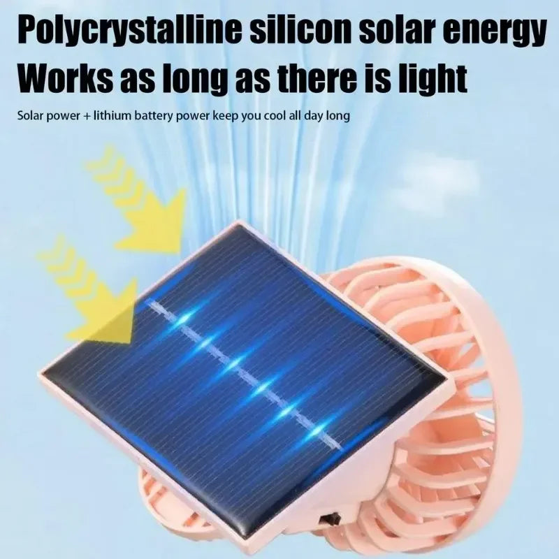 Nuevo ventilador Solar portátil con Clip para sombrero, miniventilador recargable por USB con Clip, ventilador enfriador de aire para verano, senderismo al aire libre, Camping, pesca